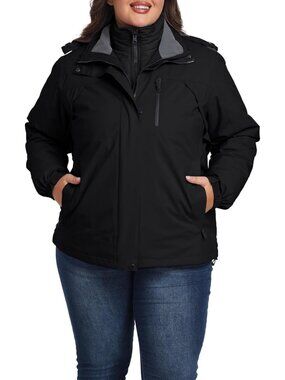 Plus Size Women's 3-in-1 Ski Jacket | Winter Snowboarding Coat, Waterproof